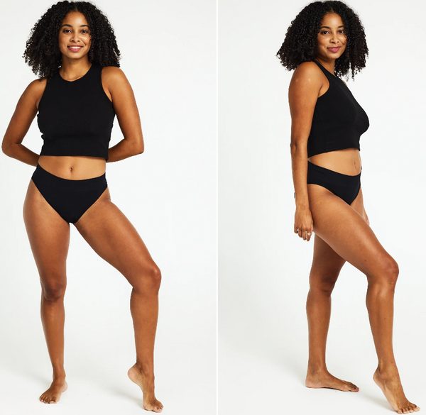 ModiComfort Seamless Hi-Leg Brief - Miðlungs vörn - Svartar