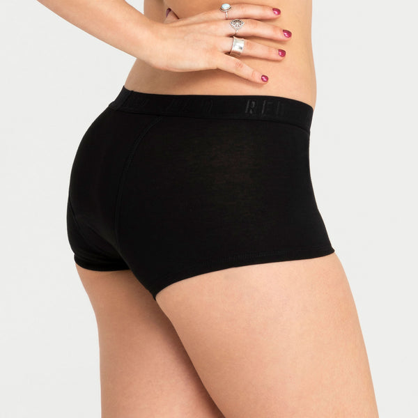 Unglinga hipster stuttbuxunærbuxur – miðlungs vernd, svartar